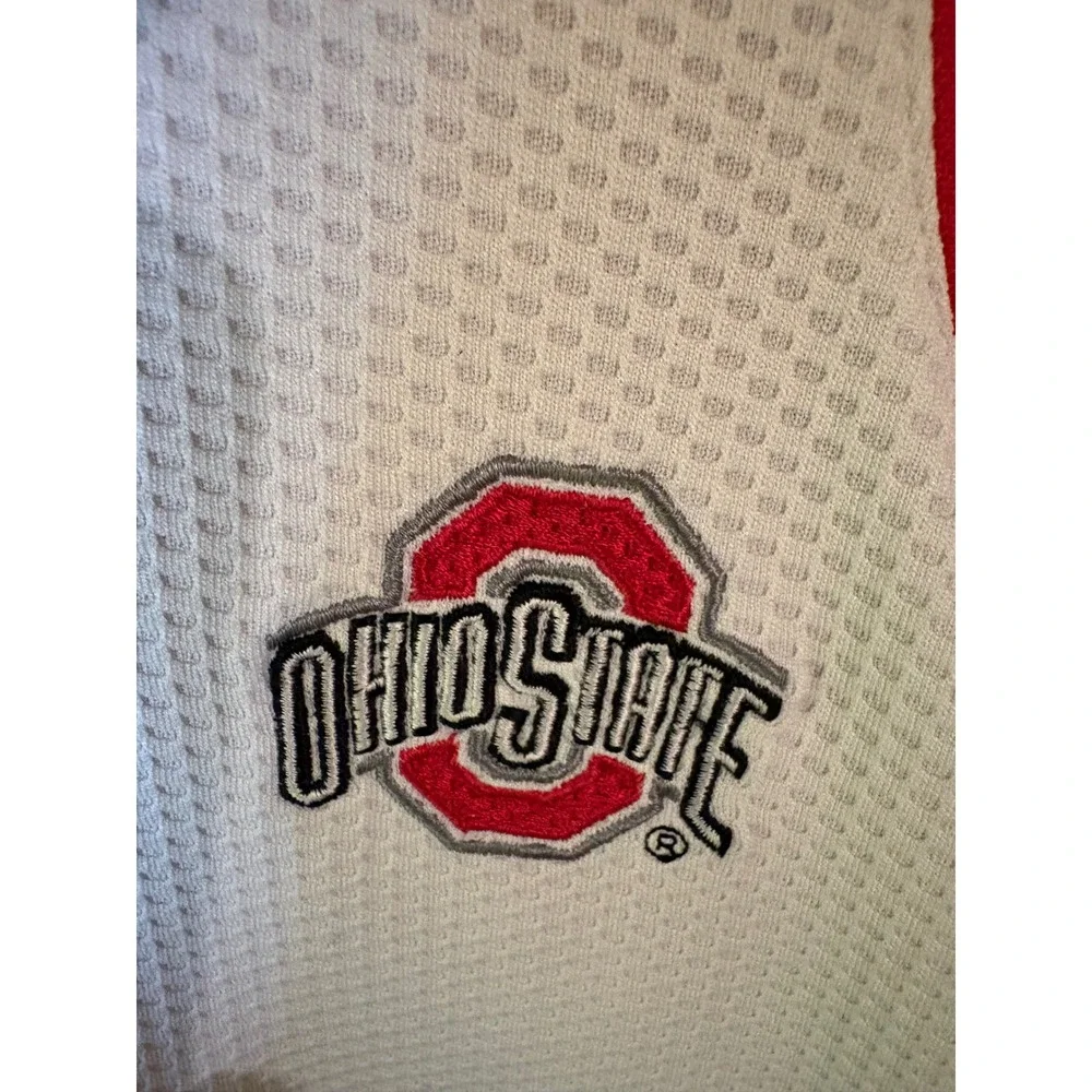 Vtg Nike Polo Shirt Mens XXL White Ohio State Buckeyes Dri-FIT Waffle Knit 00's
